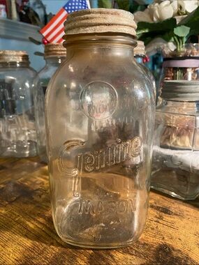 Genuine Mason Clear Glass Storage Jar with Cork Lid